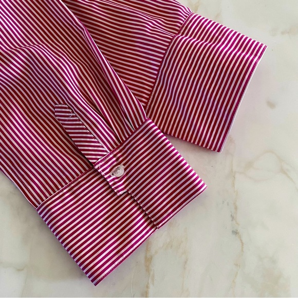 CHICO Blouse Button up shirt Size 2 Stripped Pink white - Picture 9 of 15